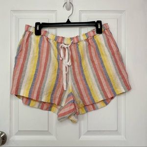 LOFT Linen Elastic Waist Shorts size large